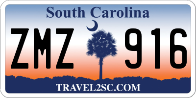 SC license plate ZMZ916