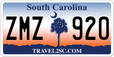 SC license plate ZMZ920