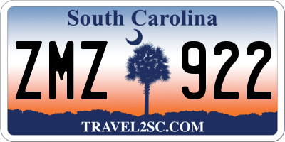 SC license plate ZMZ922