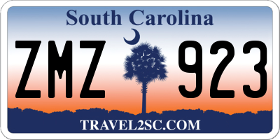 SC license plate ZMZ923
