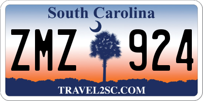 SC license plate ZMZ924