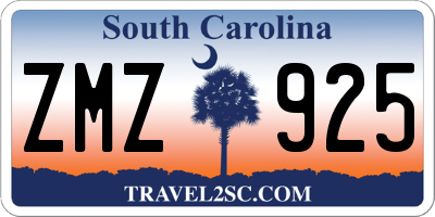 SC license plate ZMZ925