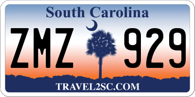 SC license plate ZMZ929