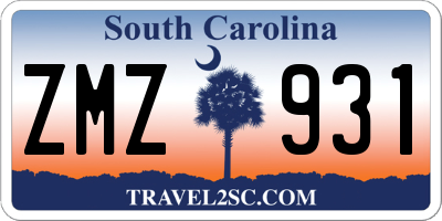 SC license plate ZMZ931