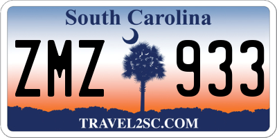 SC license plate ZMZ933