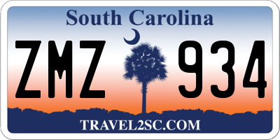SC license plate ZMZ934