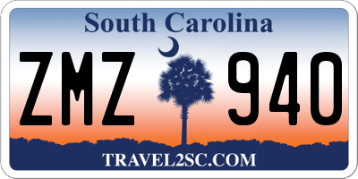 SC license plate ZMZ940