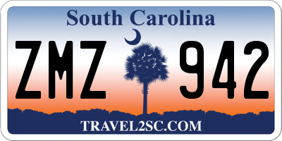 SC license plate ZMZ942