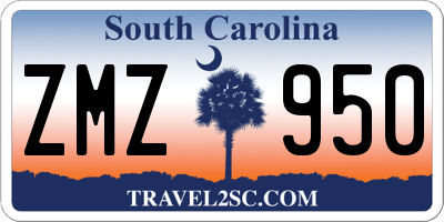 SC license plate ZMZ950
