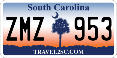 SC license plate ZMZ953