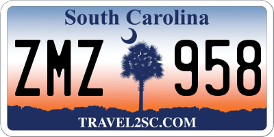 SC license plate ZMZ958