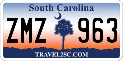 SC license plate ZMZ963