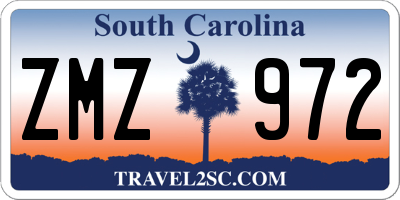 SC license plate ZMZ972