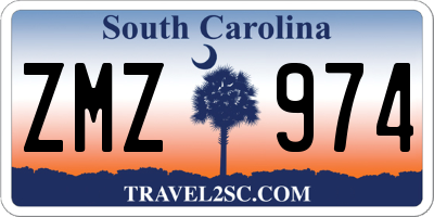 SC license plate ZMZ974