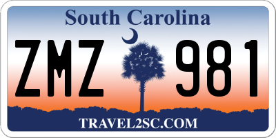 SC license plate ZMZ981