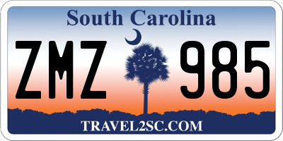 SC license plate ZMZ985