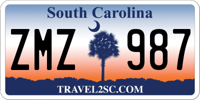SC license plate ZMZ987