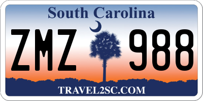 SC license plate ZMZ988
