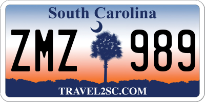 SC license plate ZMZ989