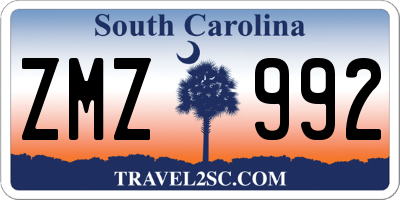 SC license plate ZMZ992