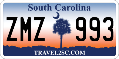 SC license plate ZMZ993