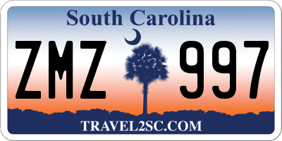 SC license plate ZMZ997