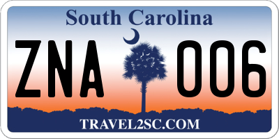 SC license plate ZNA006