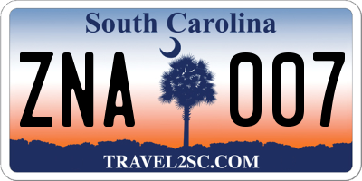 SC license plate ZNA007