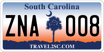SC license plate ZNA008