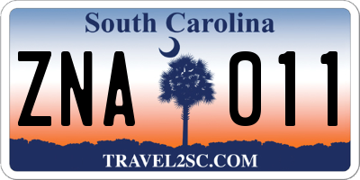 SC license plate ZNA011