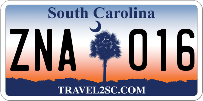 SC license plate ZNA016