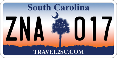 SC license plate ZNA017