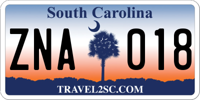 SC license plate ZNA018
