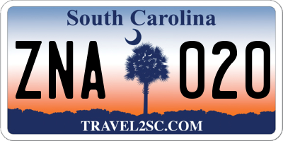 SC license plate ZNA020