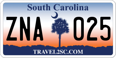 SC license plate ZNA025