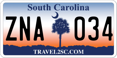 SC license plate ZNA034
