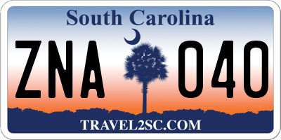 SC license plate ZNA040