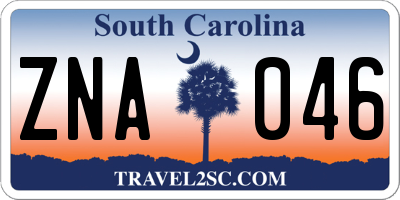 SC license plate ZNA046