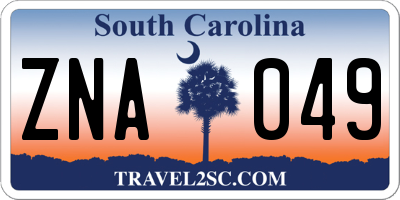 SC license plate ZNA049