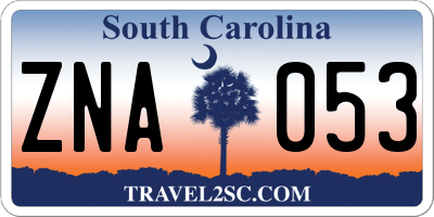 SC license plate ZNA053