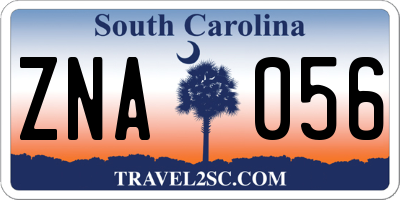 SC license plate ZNA056