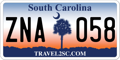 SC license plate ZNA058