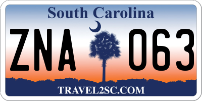 SC license plate ZNA063