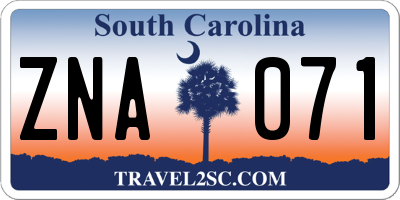 SC license plate ZNA071
