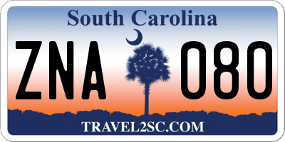 SC license plate ZNA080