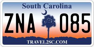 SC license plate ZNA085