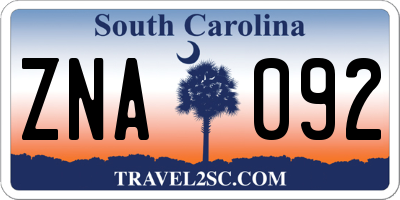 SC license plate ZNA092