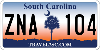 SC license plate ZNA104