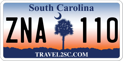 SC license plate ZNA110