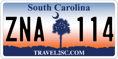 SC license plate ZNA114